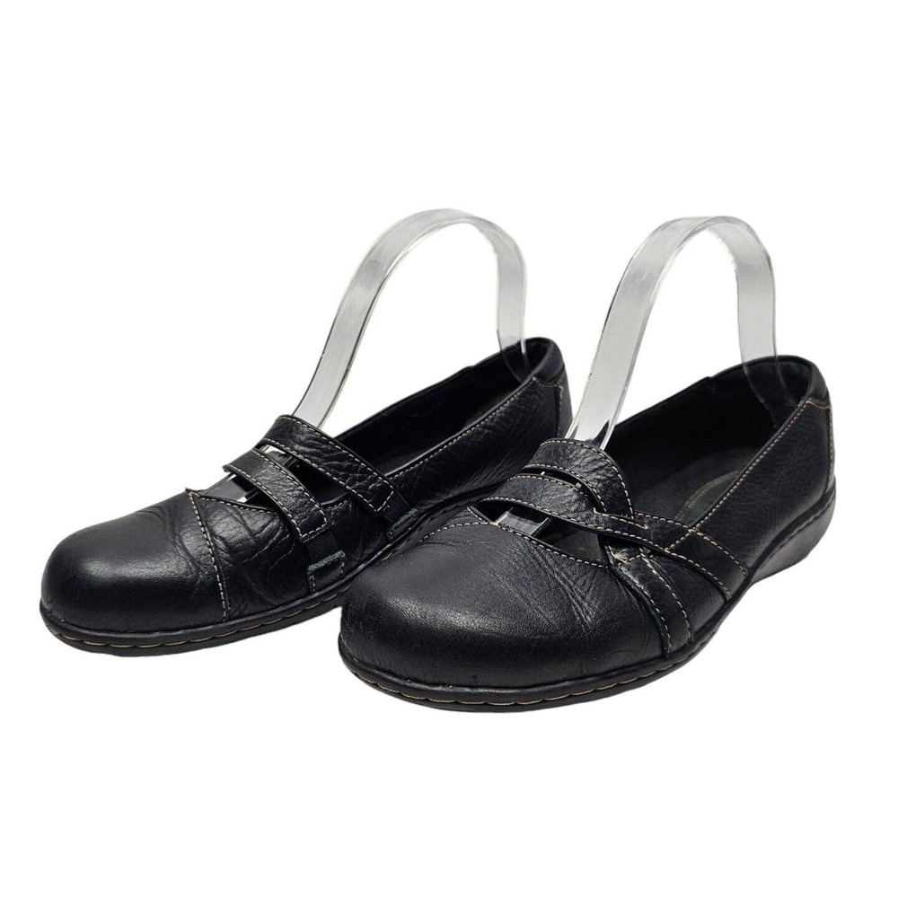 Clarks Bendables Women’s Black Leather Comfort Shoes Mary Jane 38733 Size 7 M